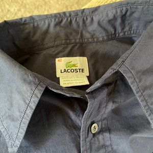 Navy Blue Button Down Poplin Lacoste Shirt